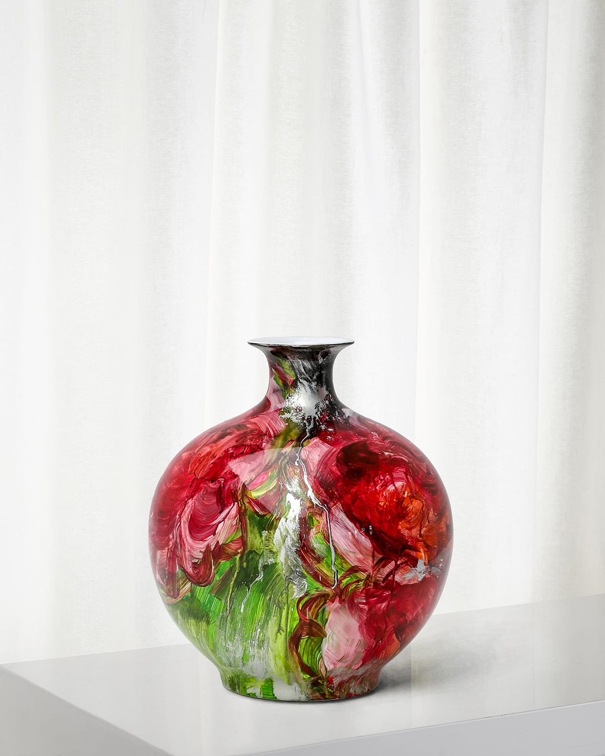 WINWARD HOME HANDPAINTED ABSTRACT FLORAL VASE