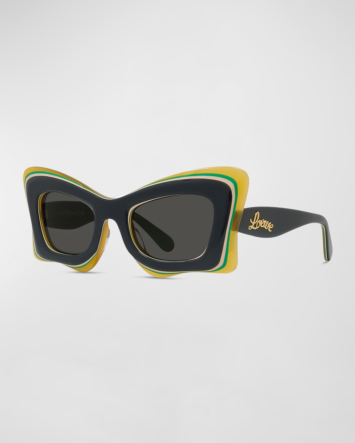 Shop Loewe Multicolor Acetate Butterfly Sunglasses In Gryo/smk
