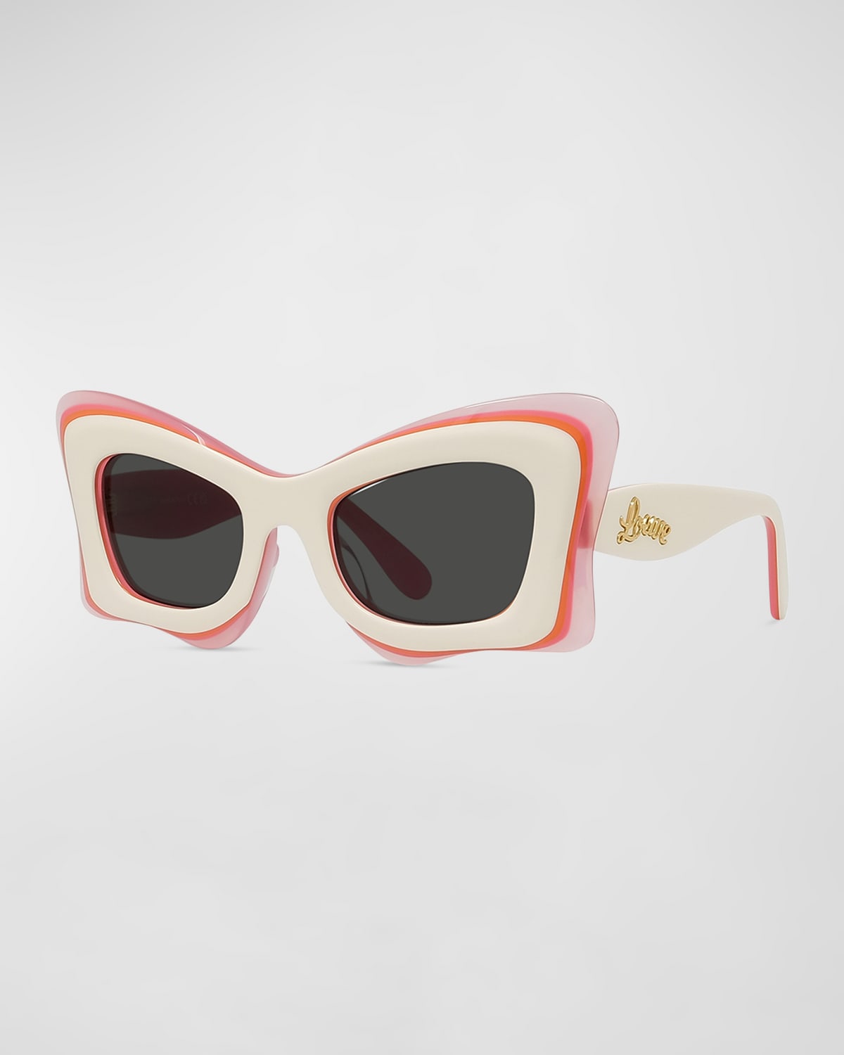 Shop Loewe Multicolor Acetate Butterfly Sunglasses In Beigo/smkg
