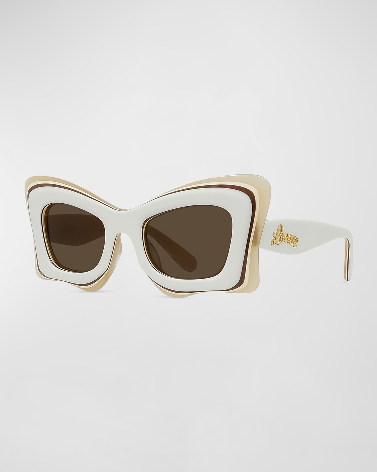 Shop Loewe Multicolor Acetate Butterfly Sunglasses In Ivry/brn