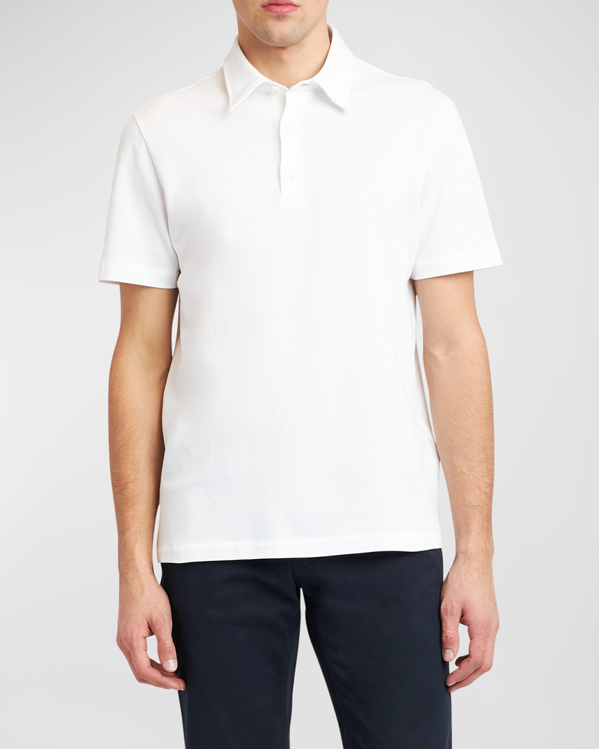 Shop Brioni Men's Cotton Jersey Polo Shirt In Grey