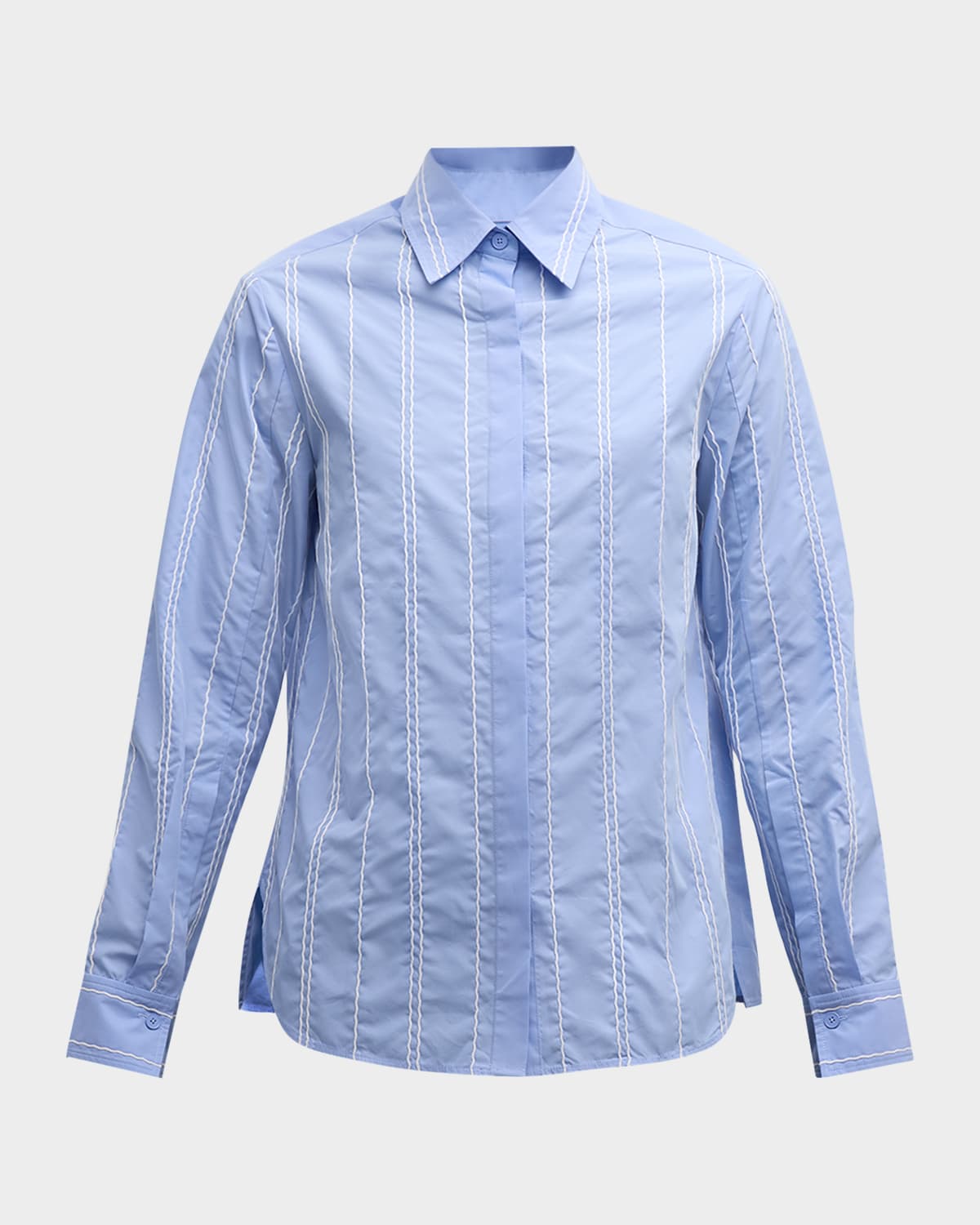 Shop 3.1 Phillip Lim Wavy Stitched Long-sleeve Shirt In Oxford Blue