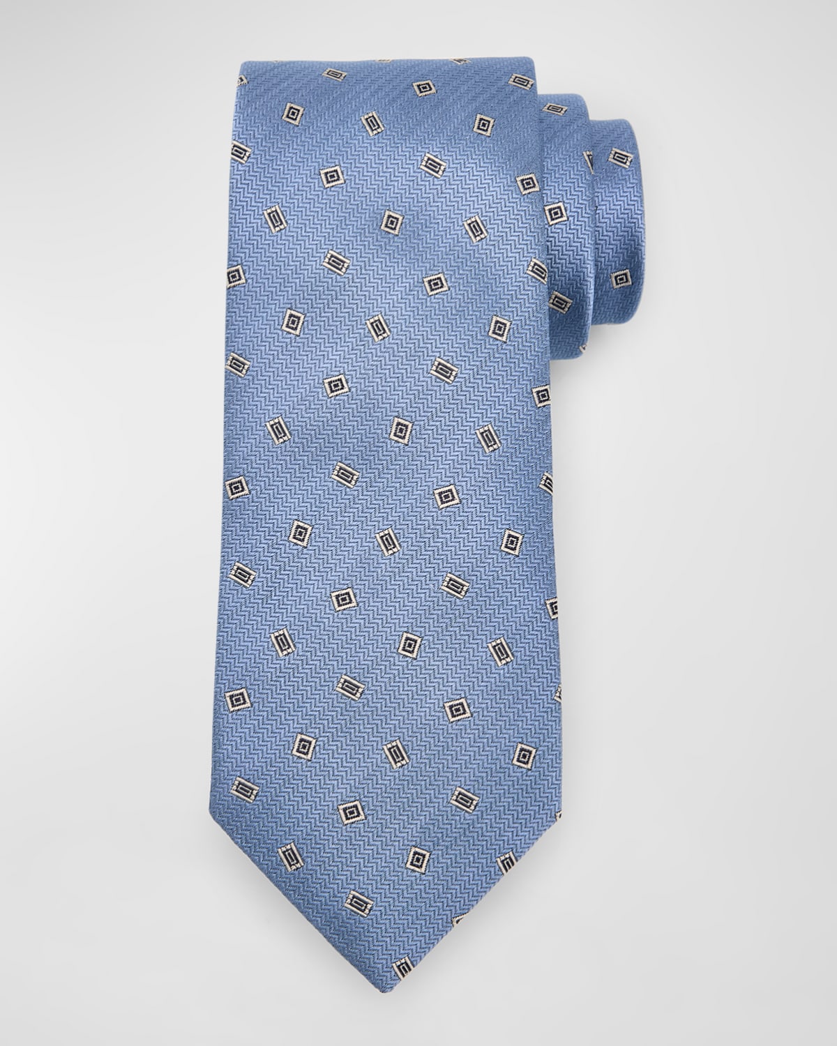 Brioni Men's Tossed Rectangles Silk Tie In Blue