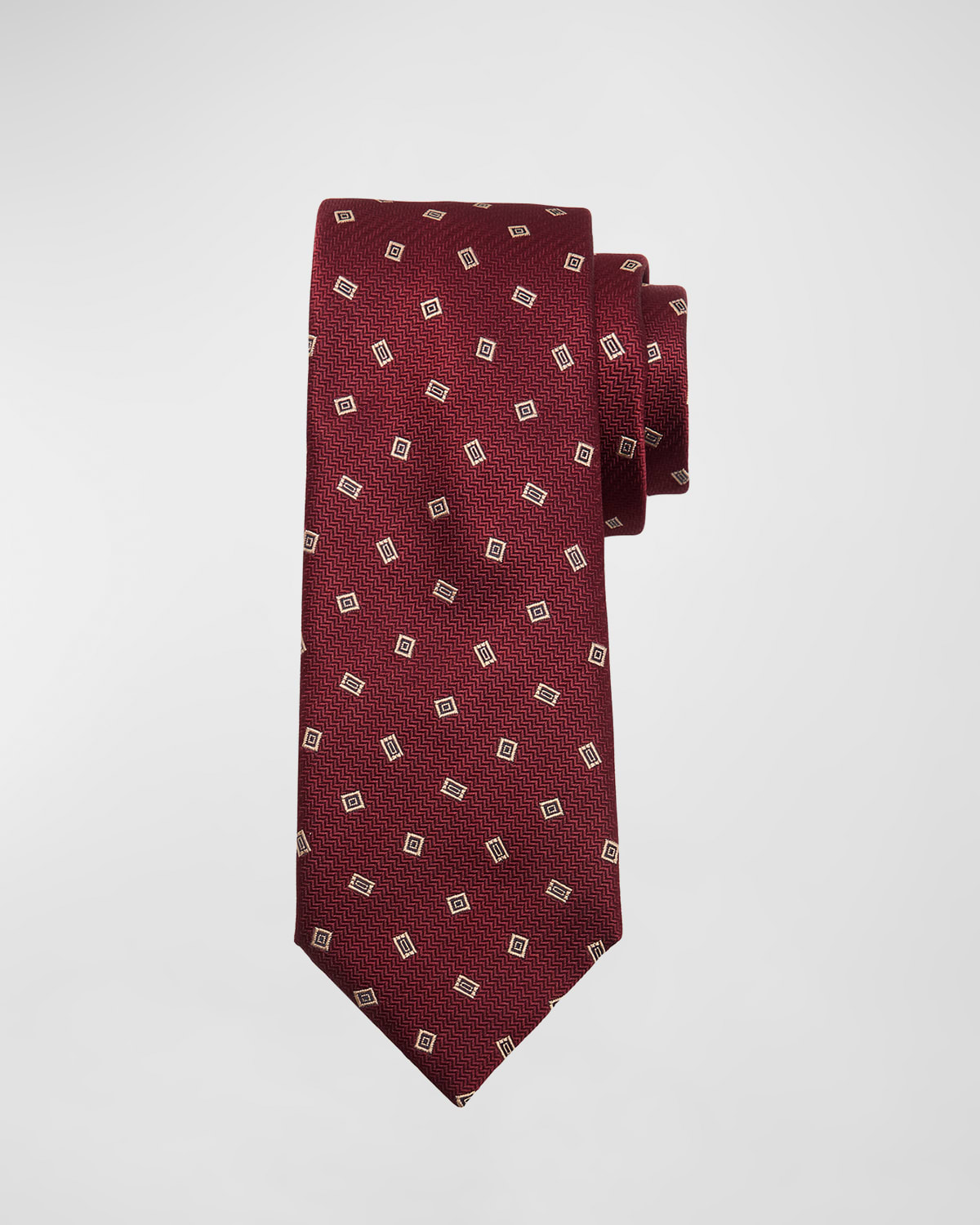 Brioni Men's Tossed Rectangles Silk Tie In Red
