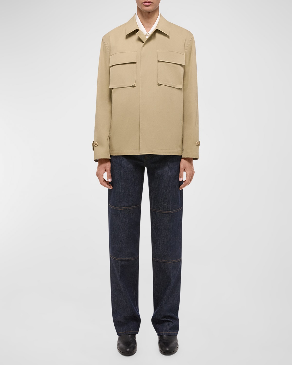 Shop Helmut Lang Men's Cotton Twill Utility Jacket In Khaki