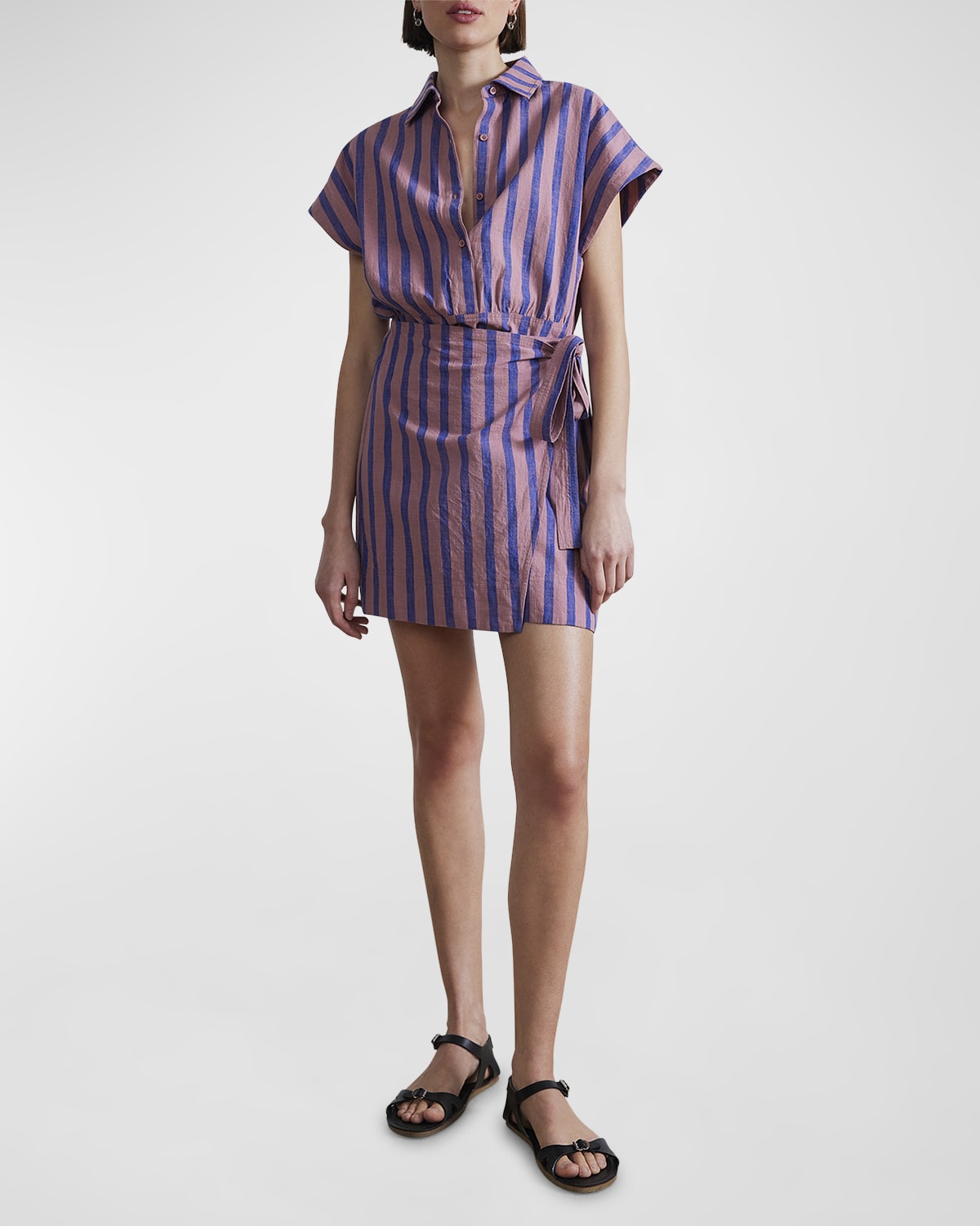 Catania Striped Mini Wrap Shirtdress