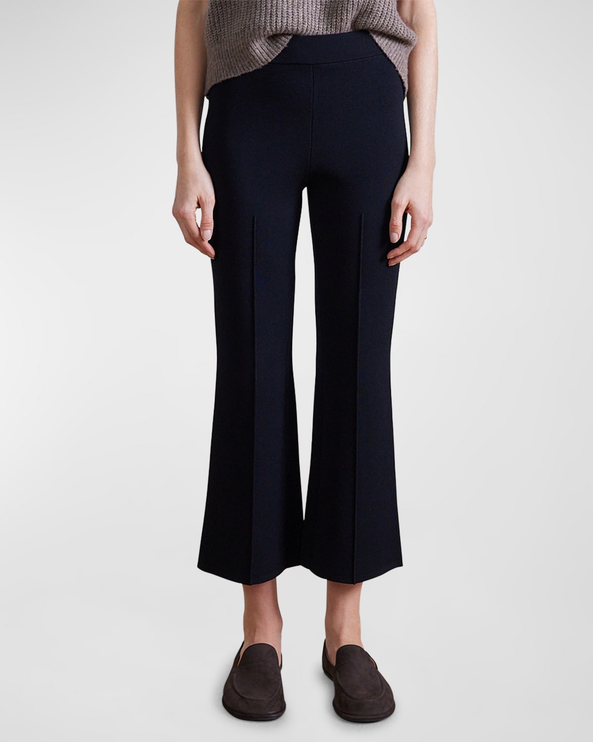 Rene Pintuck Cropped Flare-Leg Pants