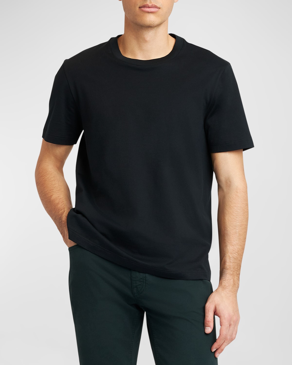 Shop Brioni Men's Cotton Crewneck T-shirt In Black
