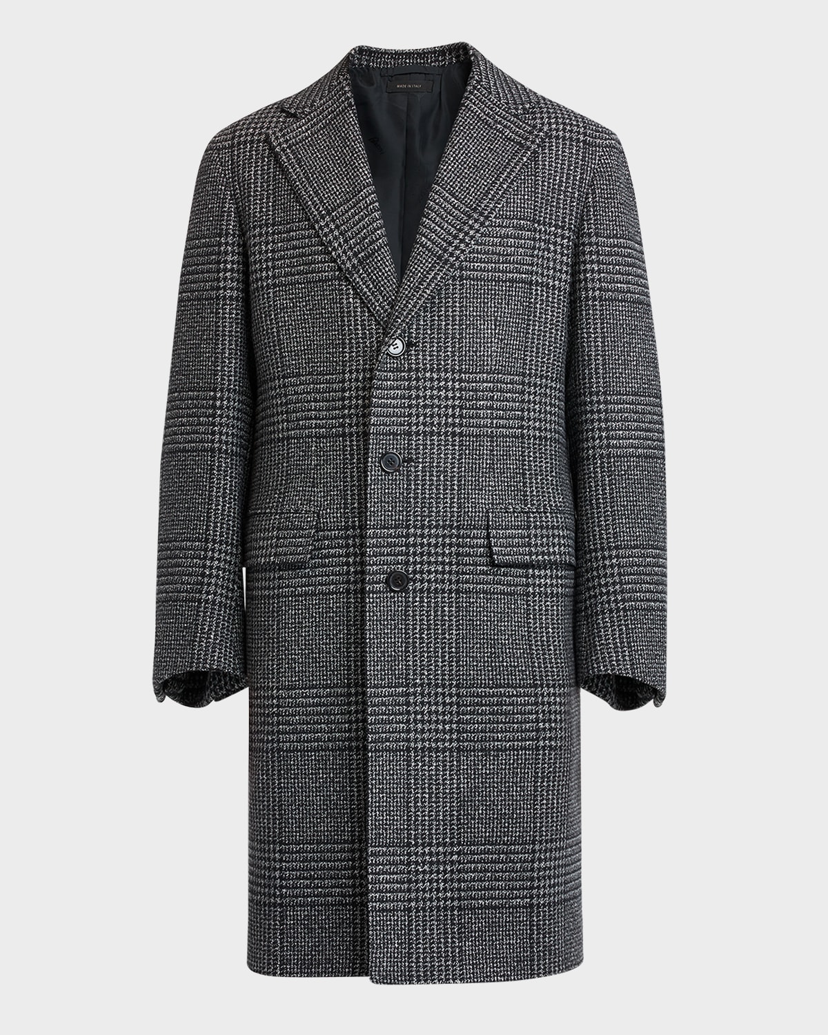 Men's Wool-Cashmere Plaid Topcoat