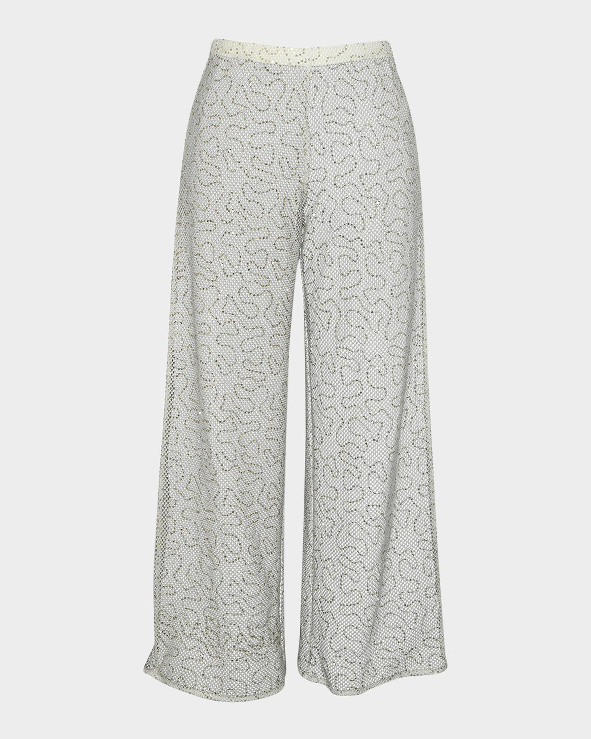 Shop Sunshine 79 Shine Sequined Crochet Beach Pants In White