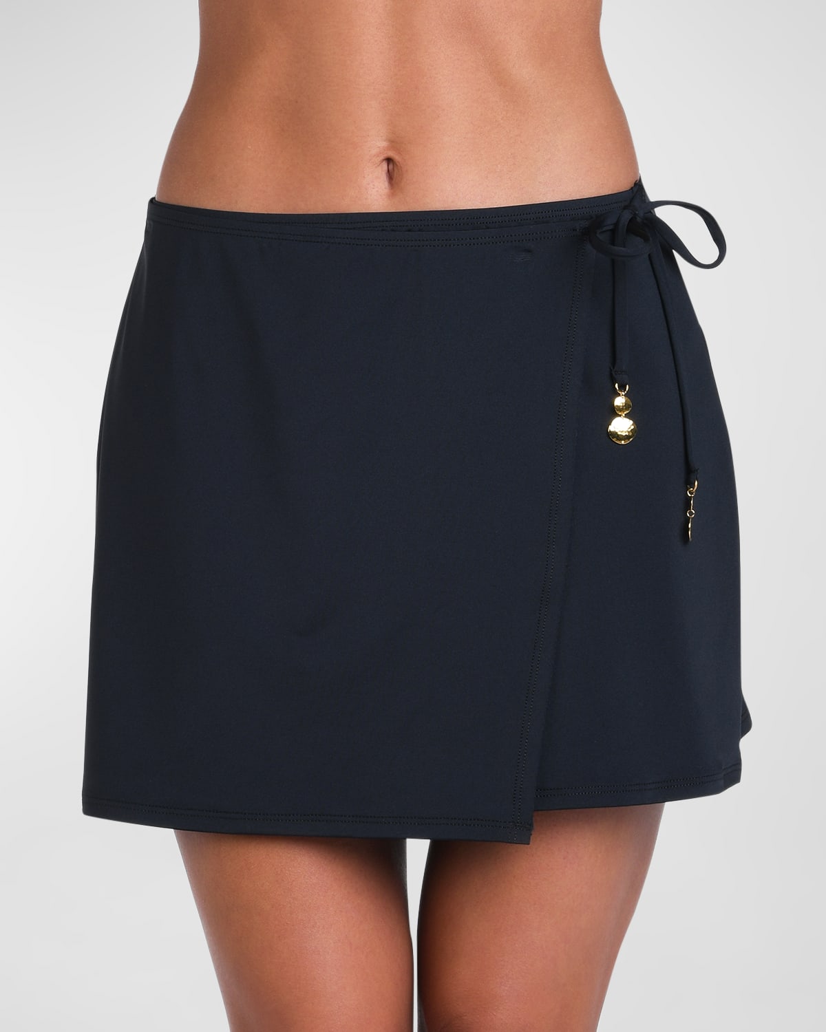 Shop Sunshine 79 Solid Wrap Mini Skirt Coverup In Black