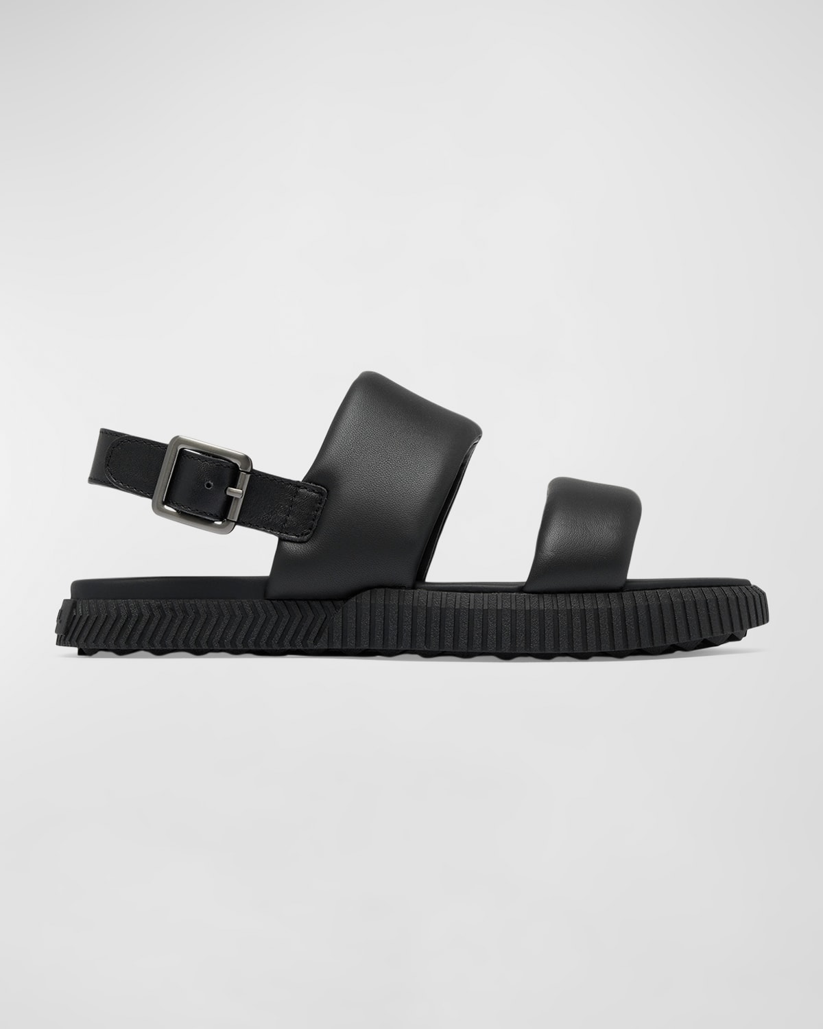 Shop Sorel Ona Streetworks Leather Ankle-strap Sandals In Black Chalk