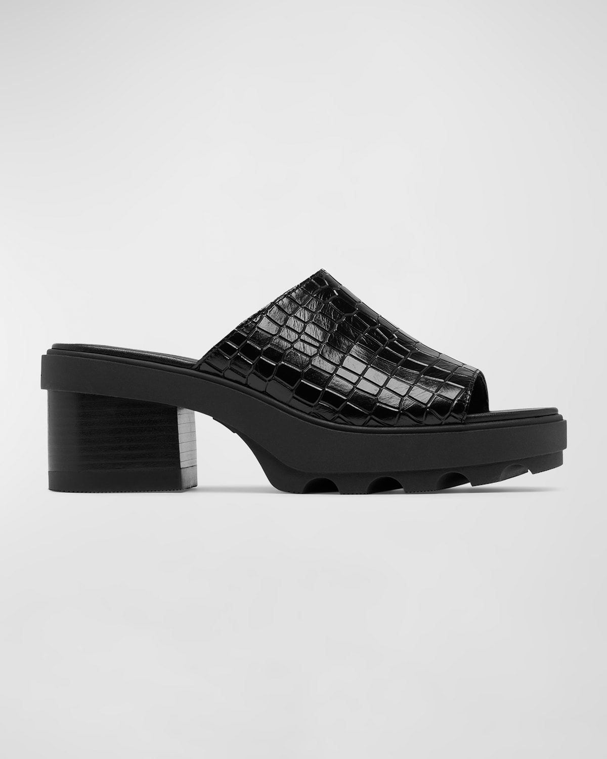 Shop Sorel Joanie Leather Platform Slide Sandals In Black Black