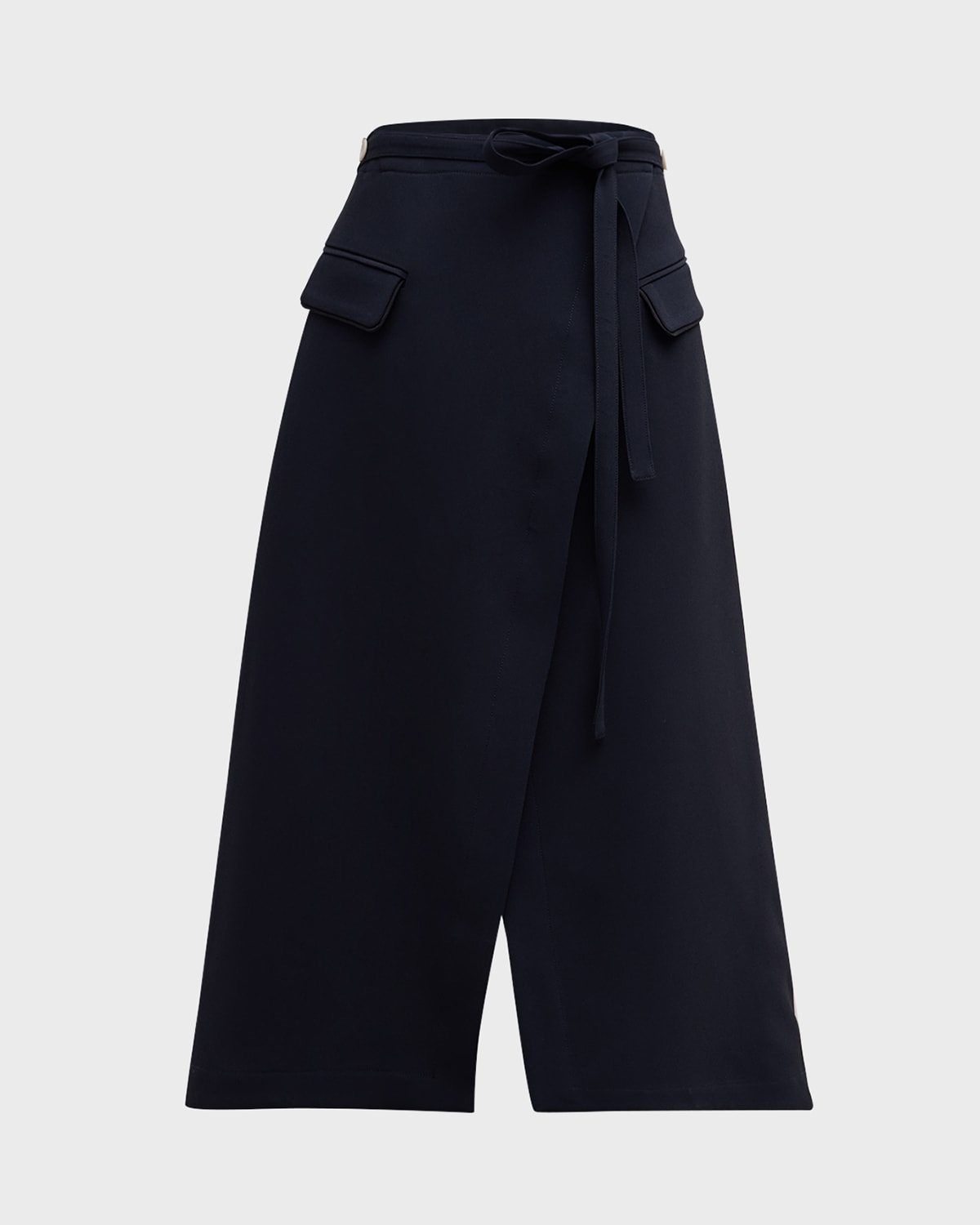 3.1 Phillip Lim Tie-waist Faux-wrap Midi Skirt In Midnight