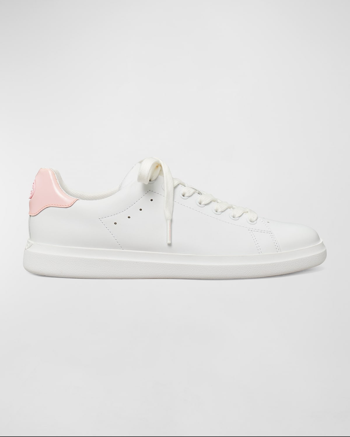 Tory Burch Howell Low-top Leather Court Sneakers In Titanium White / Petunia