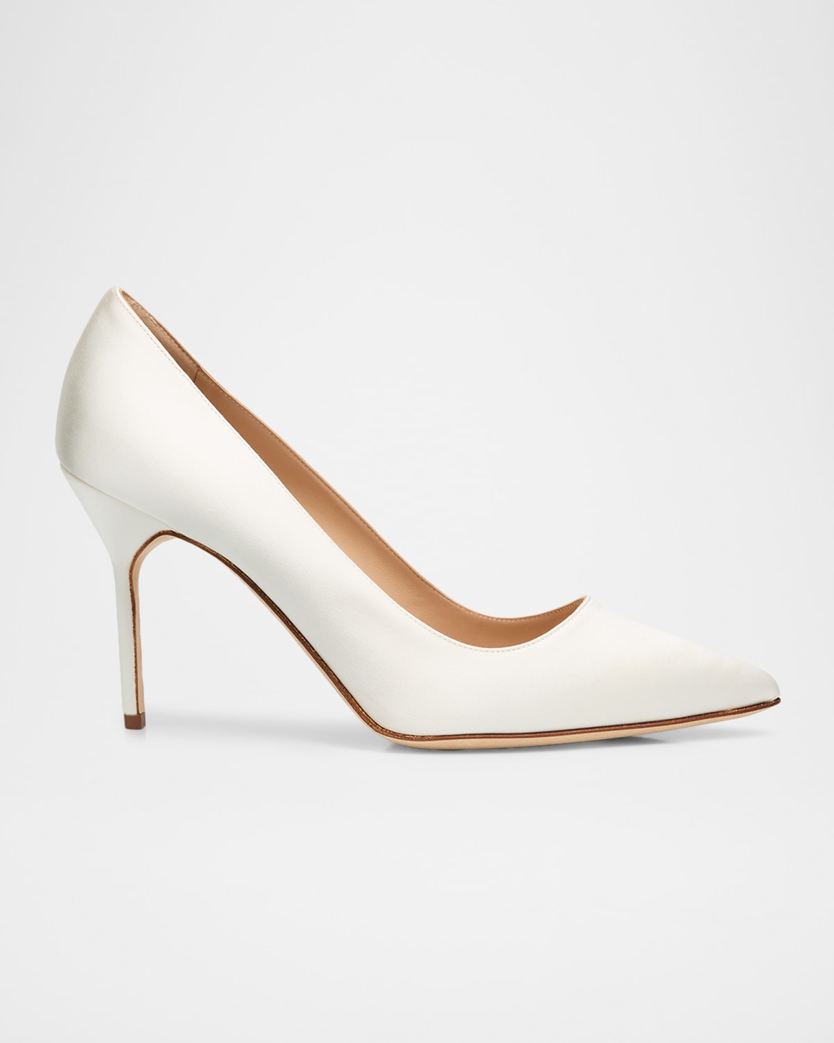 Manolo Blahnik Kietta Metallic Leather Stiletto Pumps In White