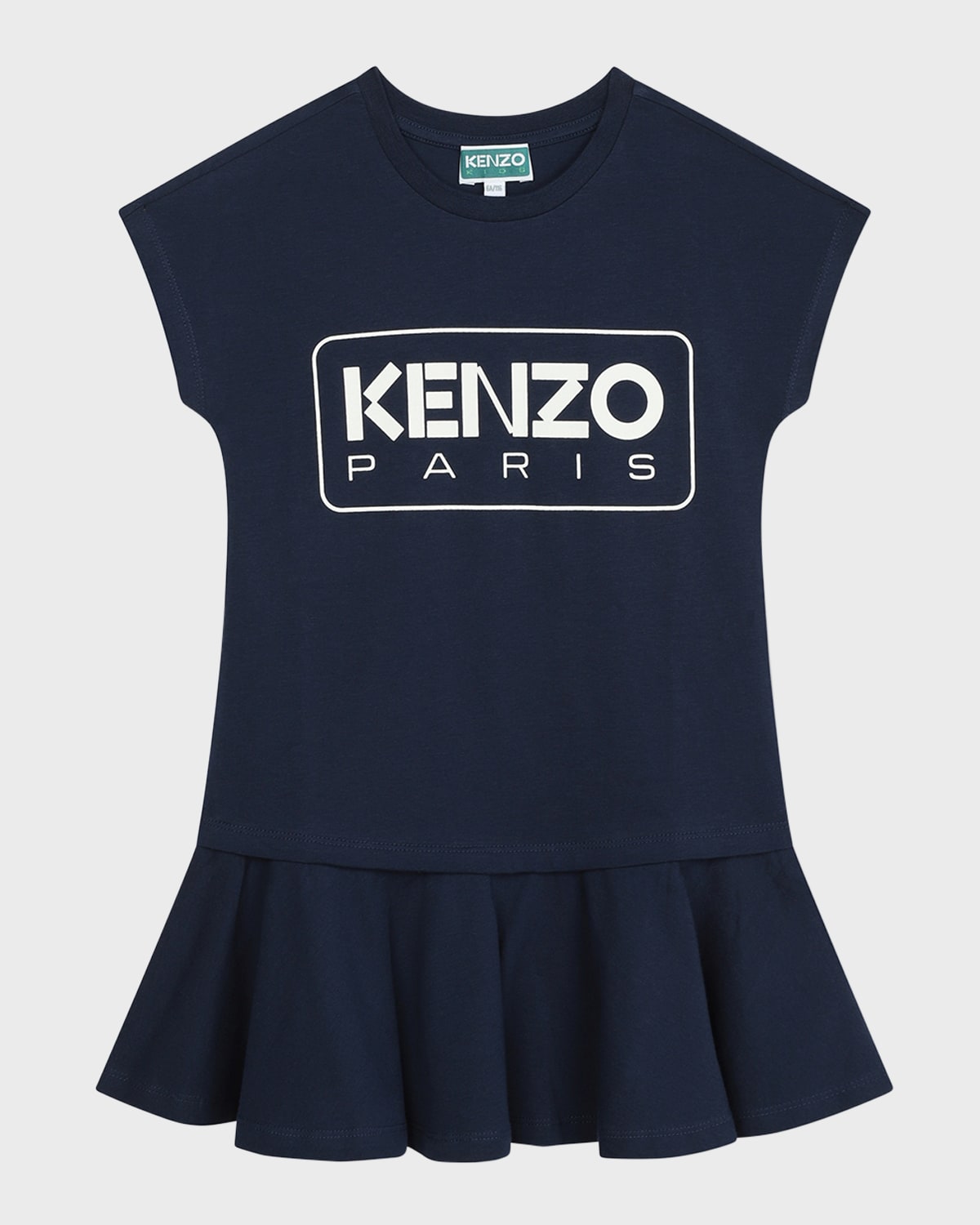Shop Kenzo Girl's Classic Logo-print Dress In Blue