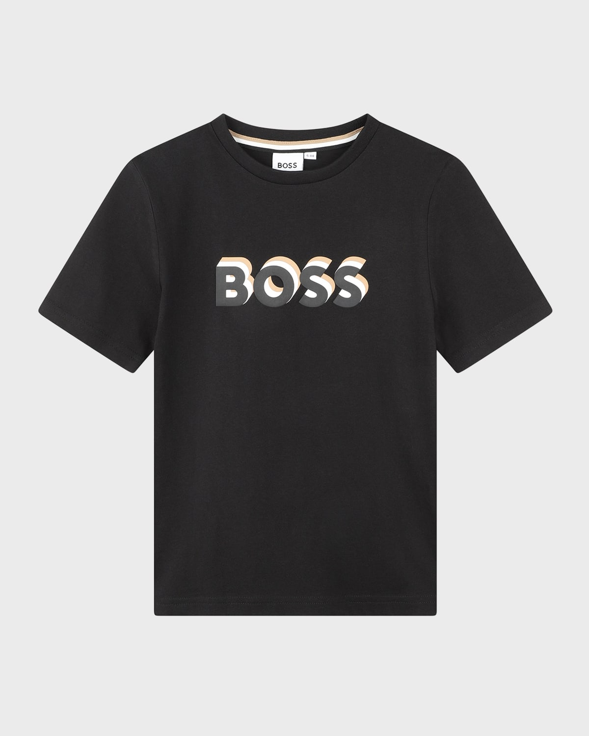 Hugo Boss Kids' Boy's Embossed Logo-print T-shirt In Black