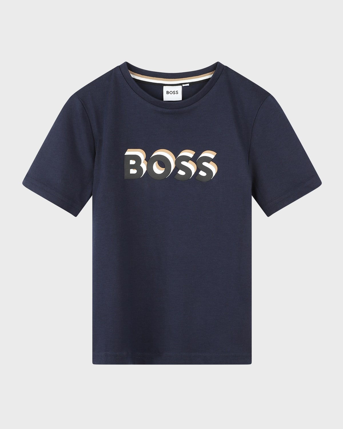 Hugo Boss Kids' Boy's Embossed Logo-print T-shirt In Blue