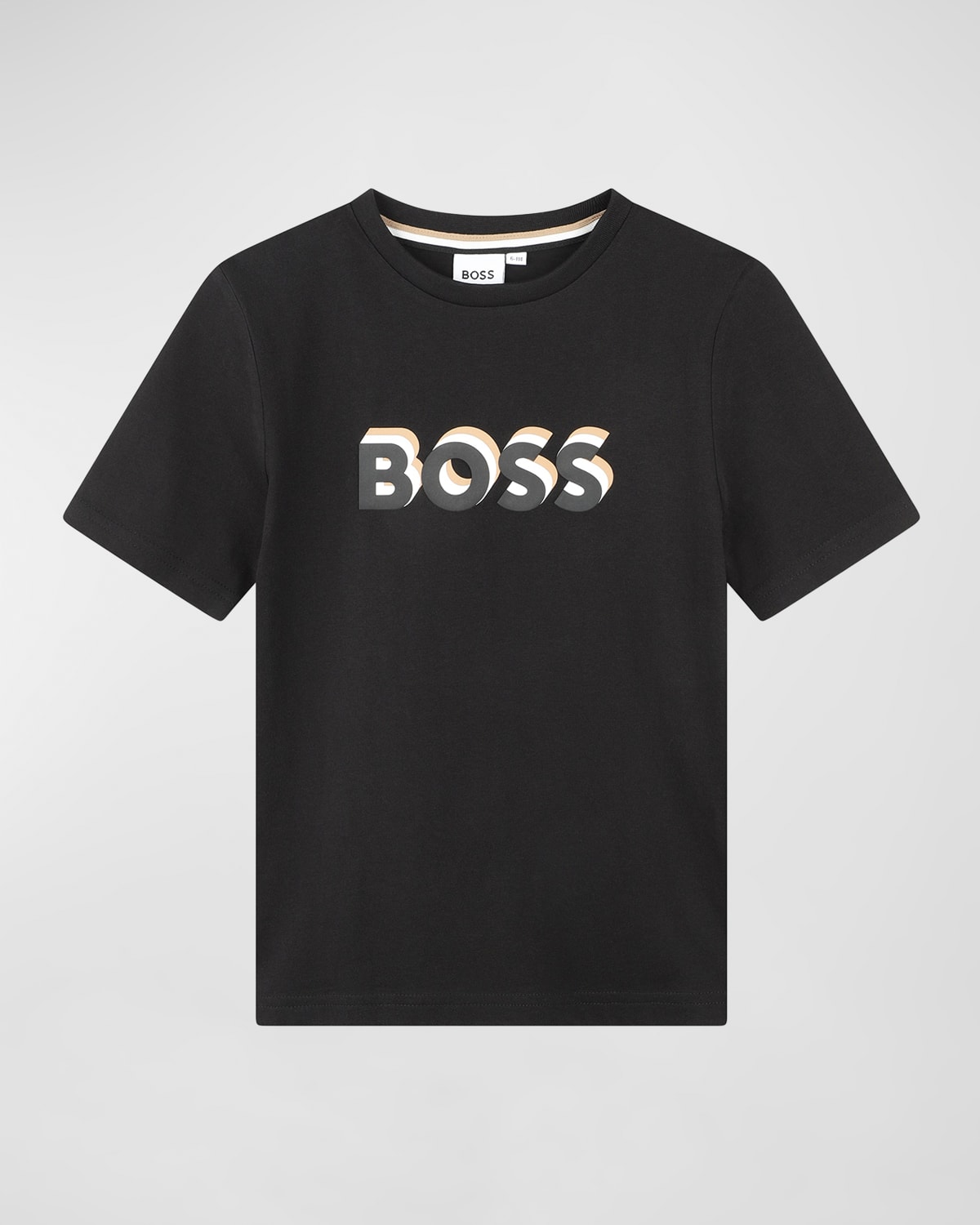 Shop Hugo Boss Boy's Embossed Logo-print T-shirt In 09b-black