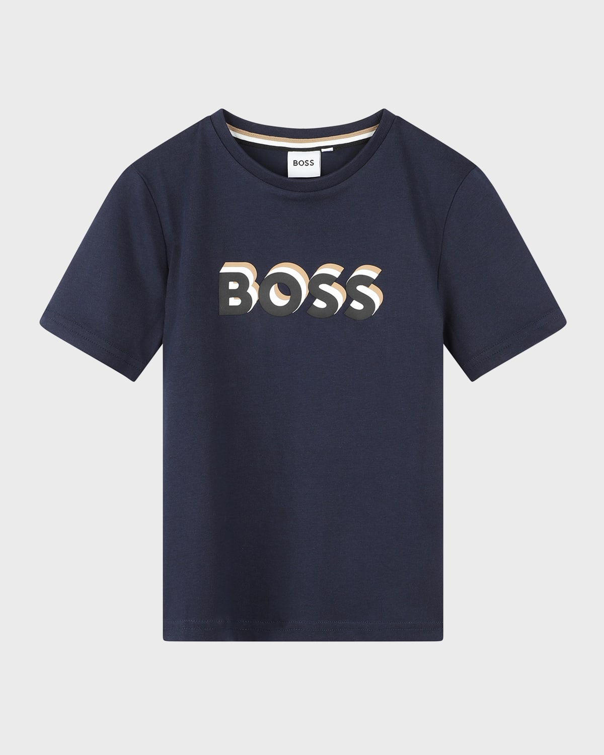 Shop Hugo Boss Boy's Embossed Logo-print T-shirt In 849-navy