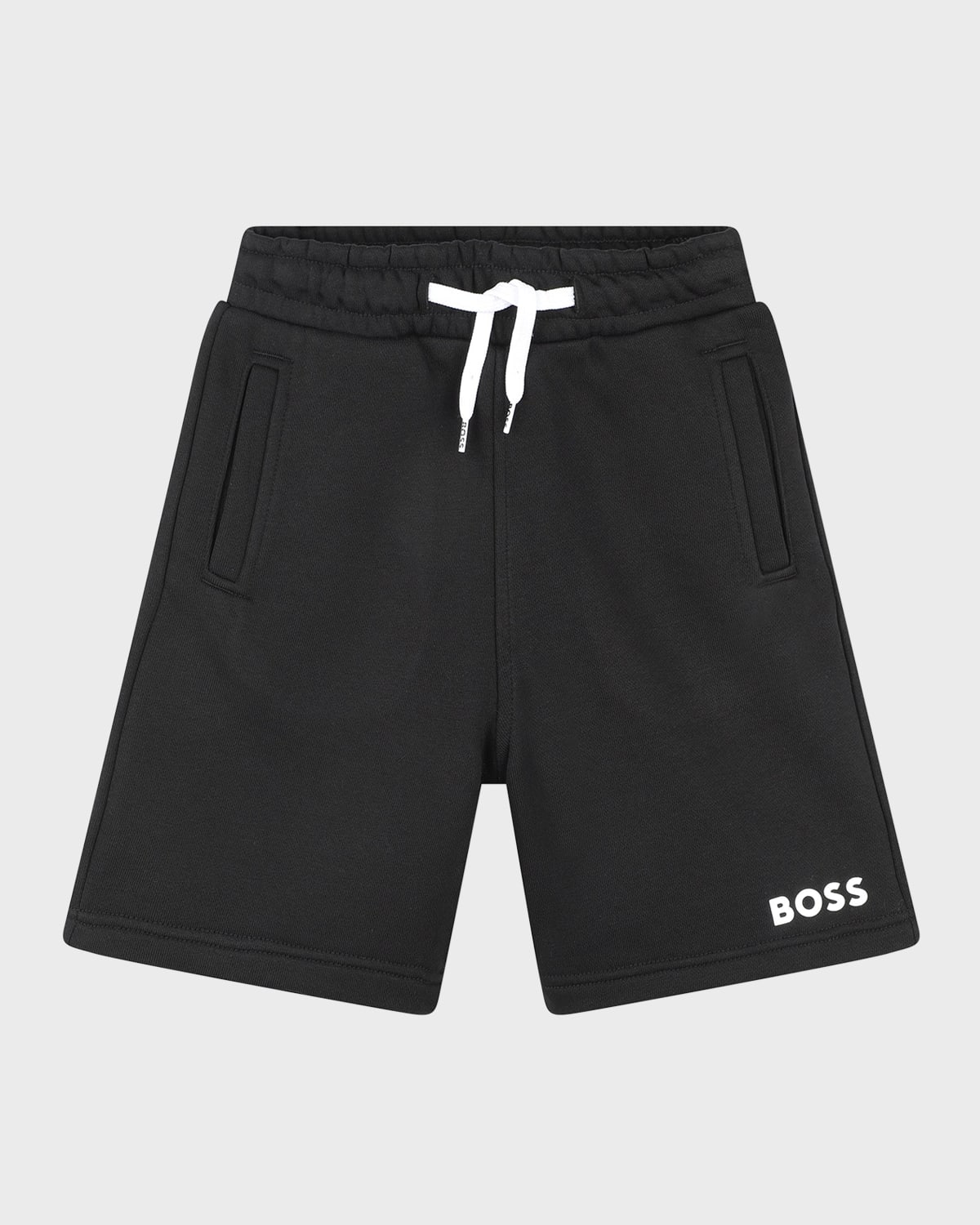 Shop Hugo Boss Boy's Logo-print Jogger Shorts In Black