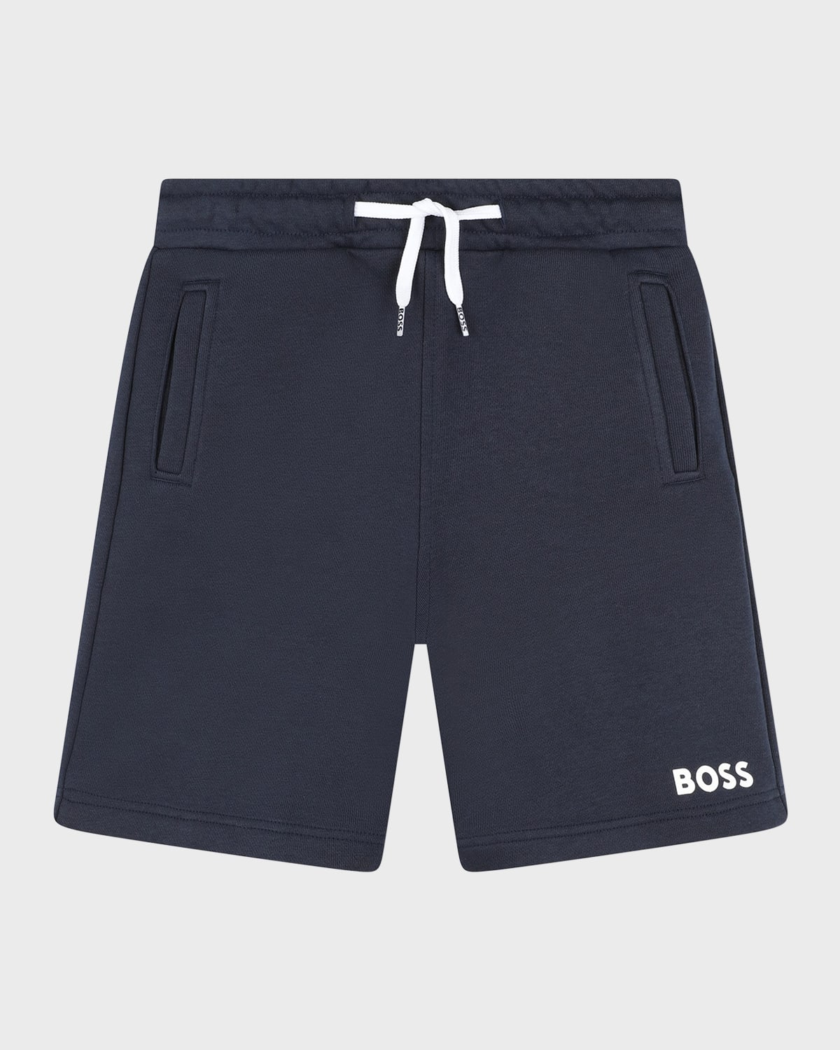 Shop Hugo Boss Boy's Logo-print Jogger Shorts In Blue