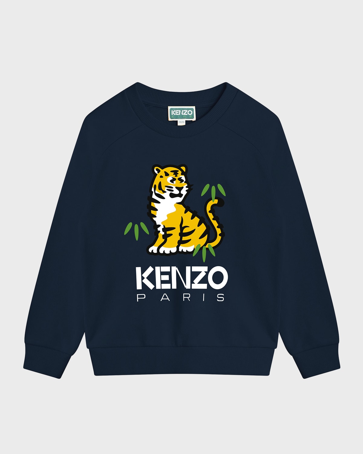 Shop Kenzo Boy's Logo-print Tiger Graphic Sweatshirt In Blue