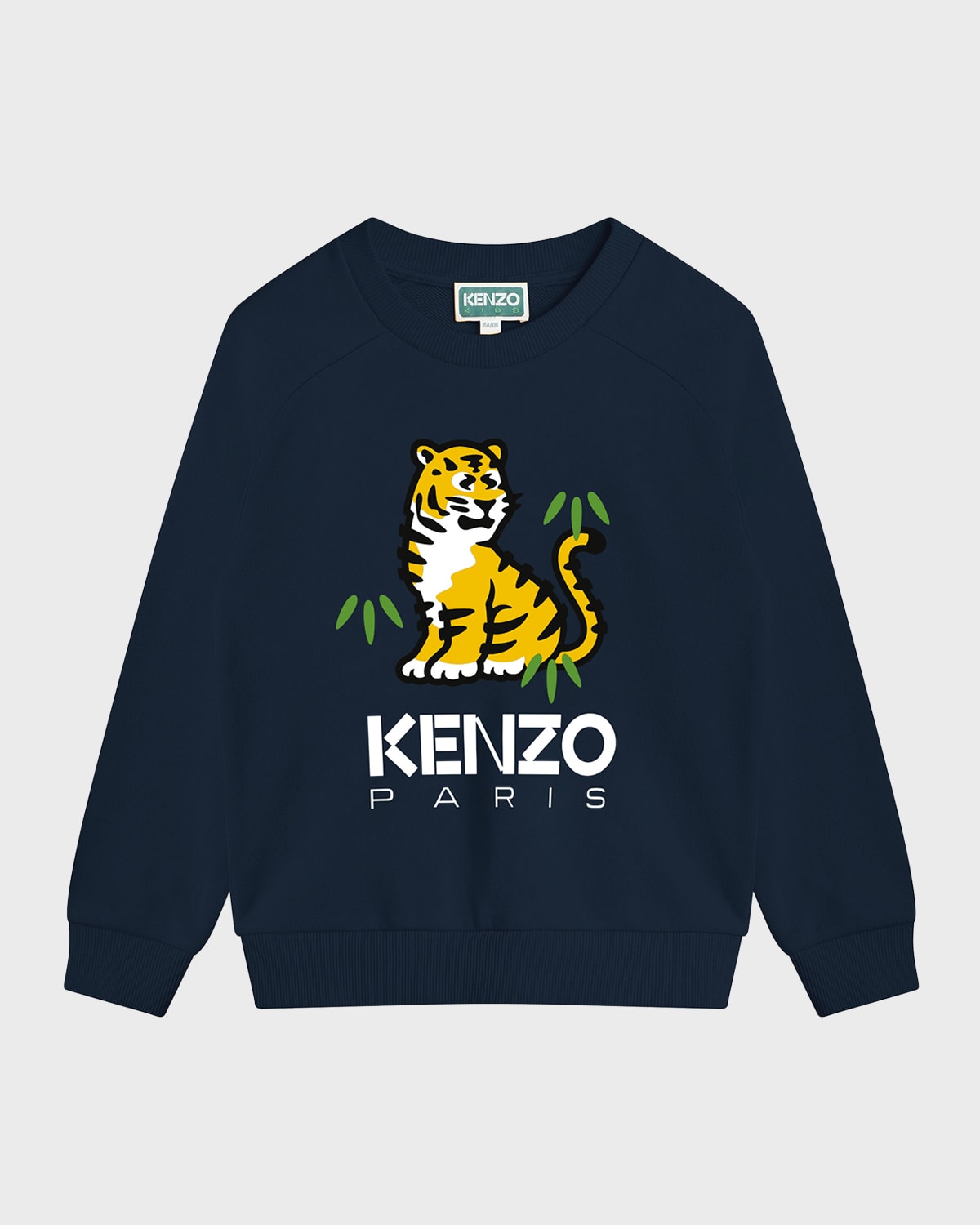 Shop Kenzo Boy's Logo-print Tiger Graphic Sweatshirt In 84a-navy