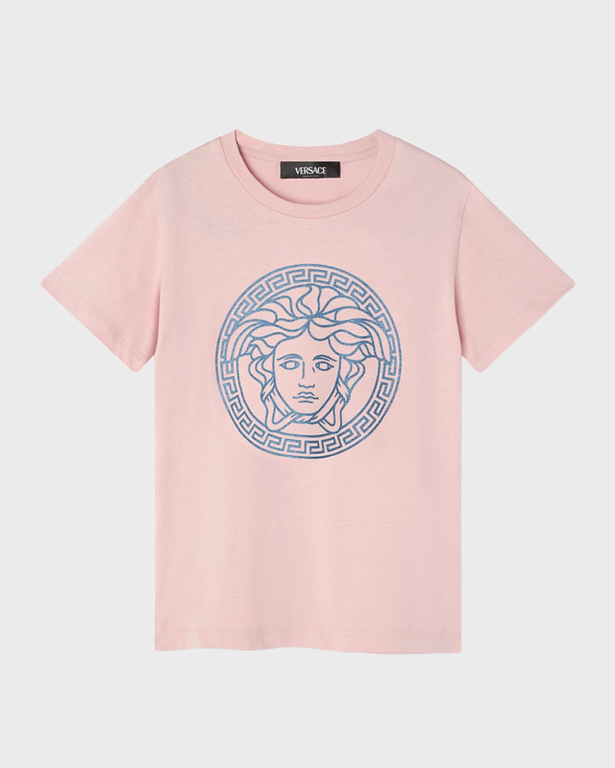 Shop Versace Girl's Medusa Graphic T-shirt In Dusty Rose/blue