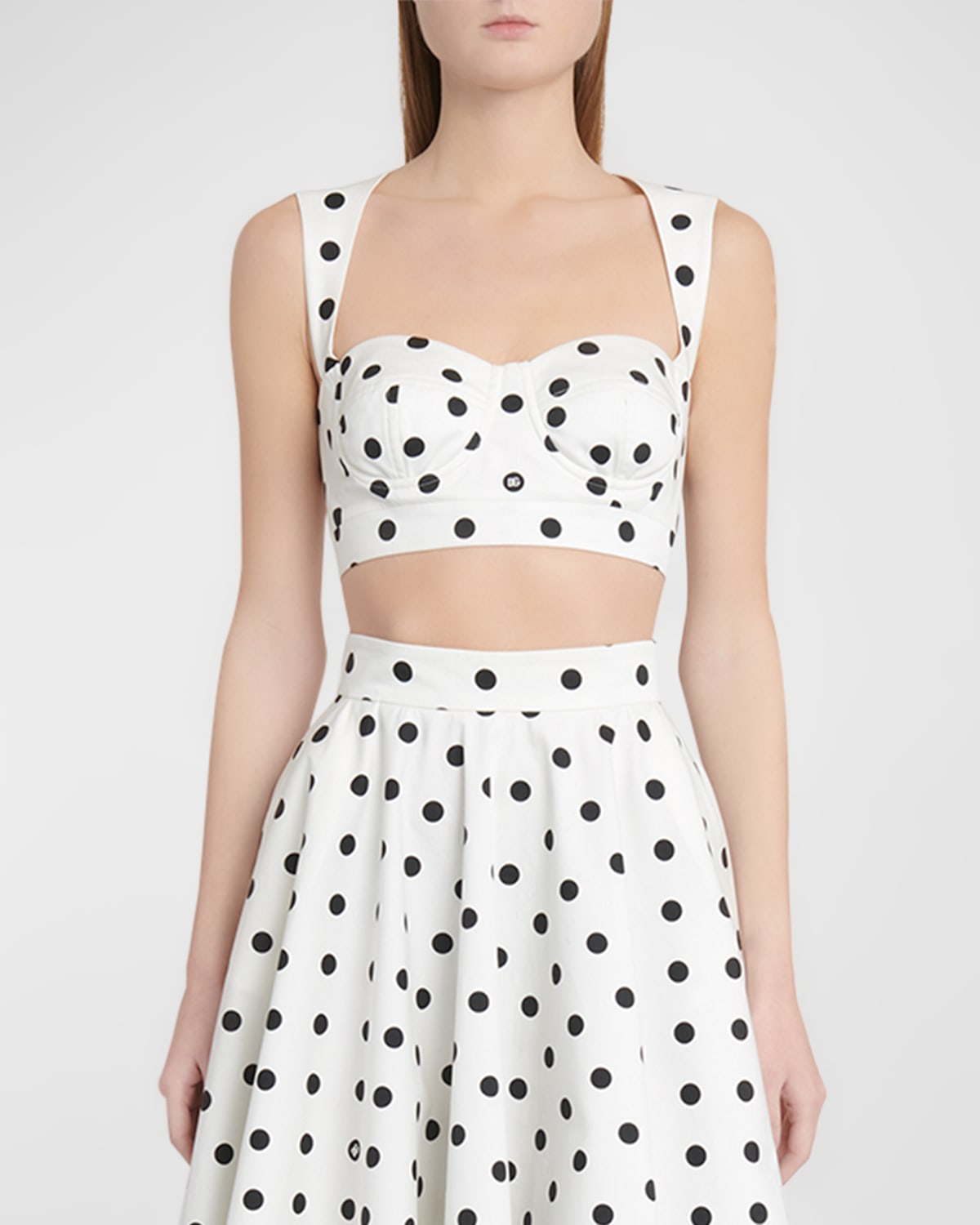 Shop Dolce & Gabbana Polka-dot Bustier Top With Open Back In White Prt