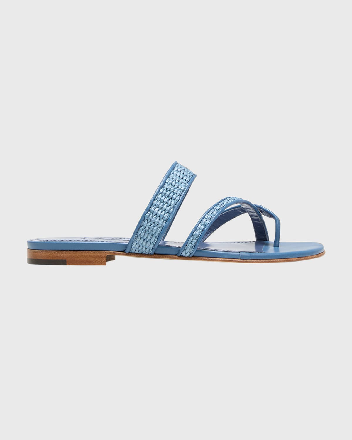 Shop Manolo Blahnik Susara Woven Flat Slide Sandals In Navy