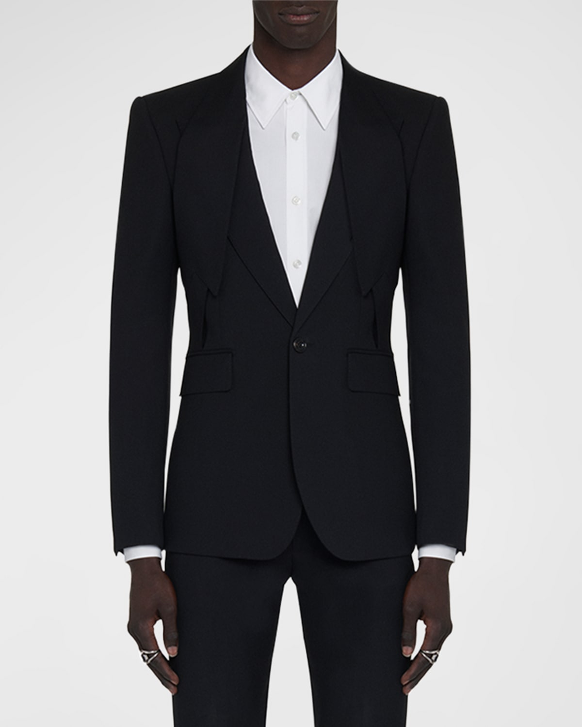 Shop Alexander Mcqueen Men's Lapel-collar Sport Coat In Black