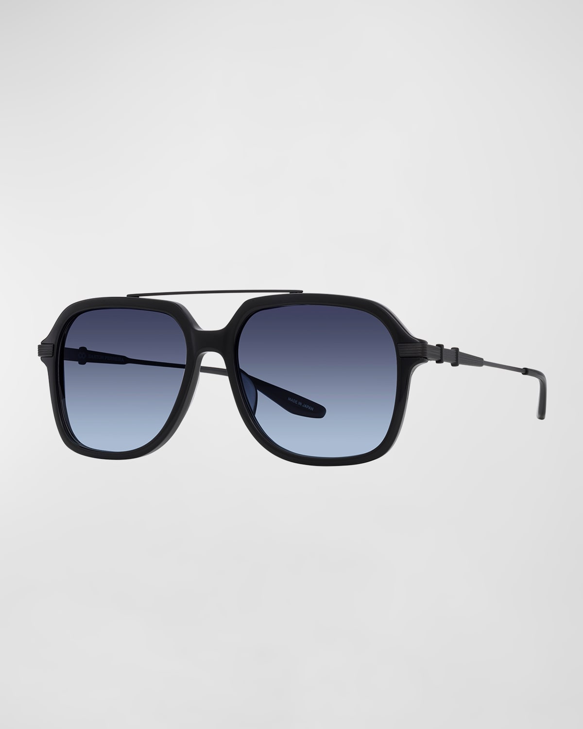 Shop Barton Perreira Men's D. Ellis Acetate And Titanium Square Sunglasses In Black Black Satin Steel Blue