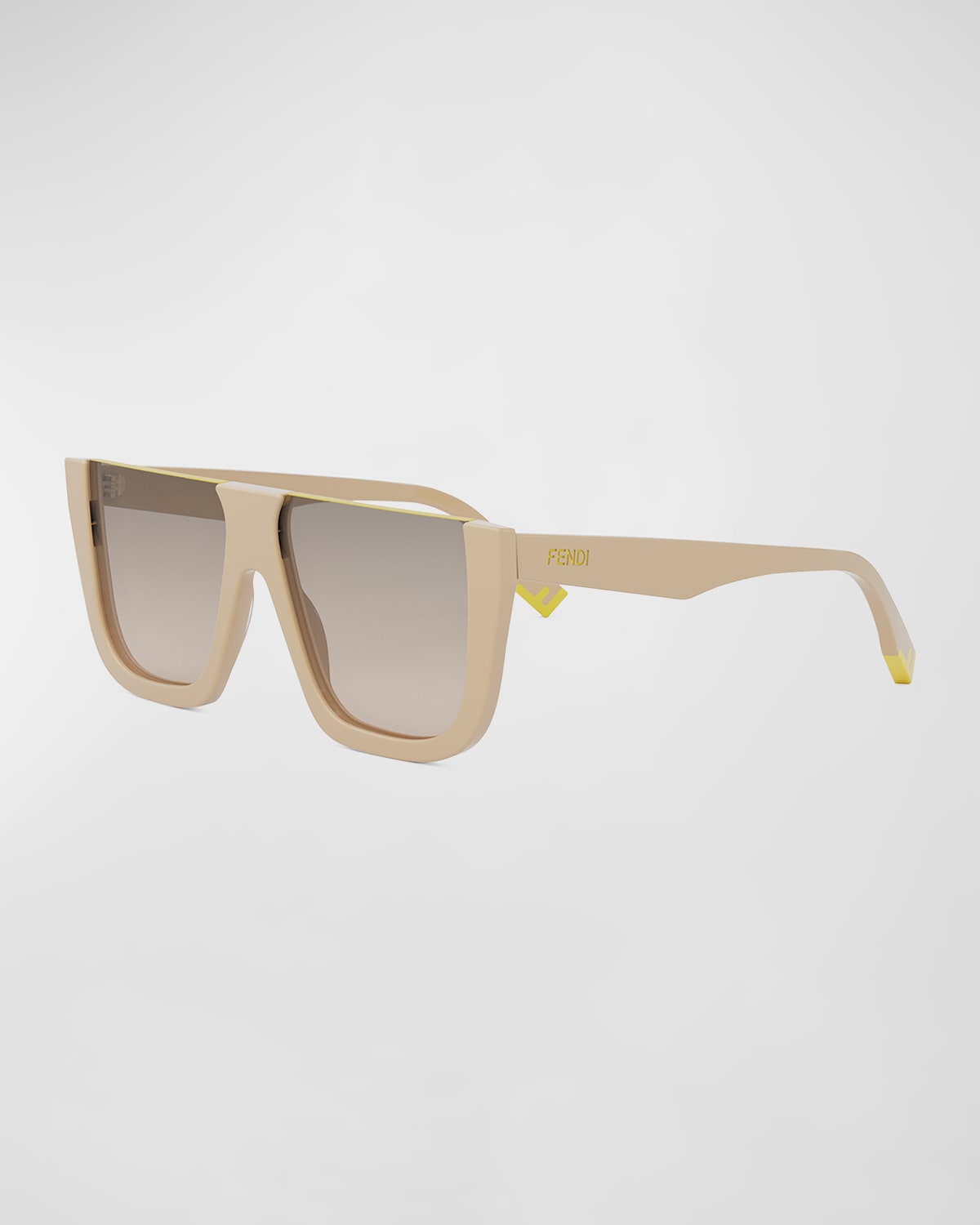 Fendi Flat-top Logo Acetate Square Sunglasses In Brown