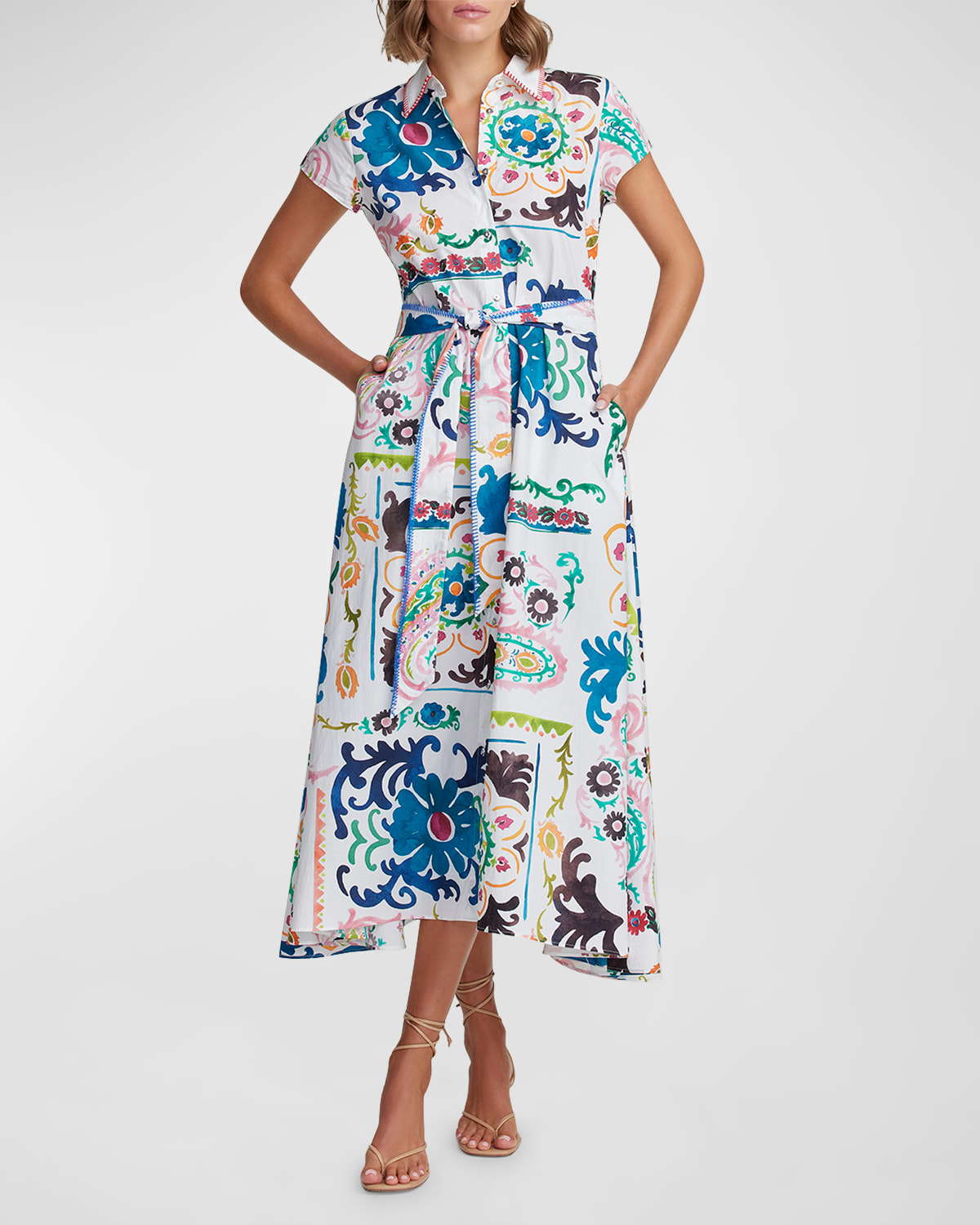 Vivianne Floral-Print Cotton Maxi Shirtdress