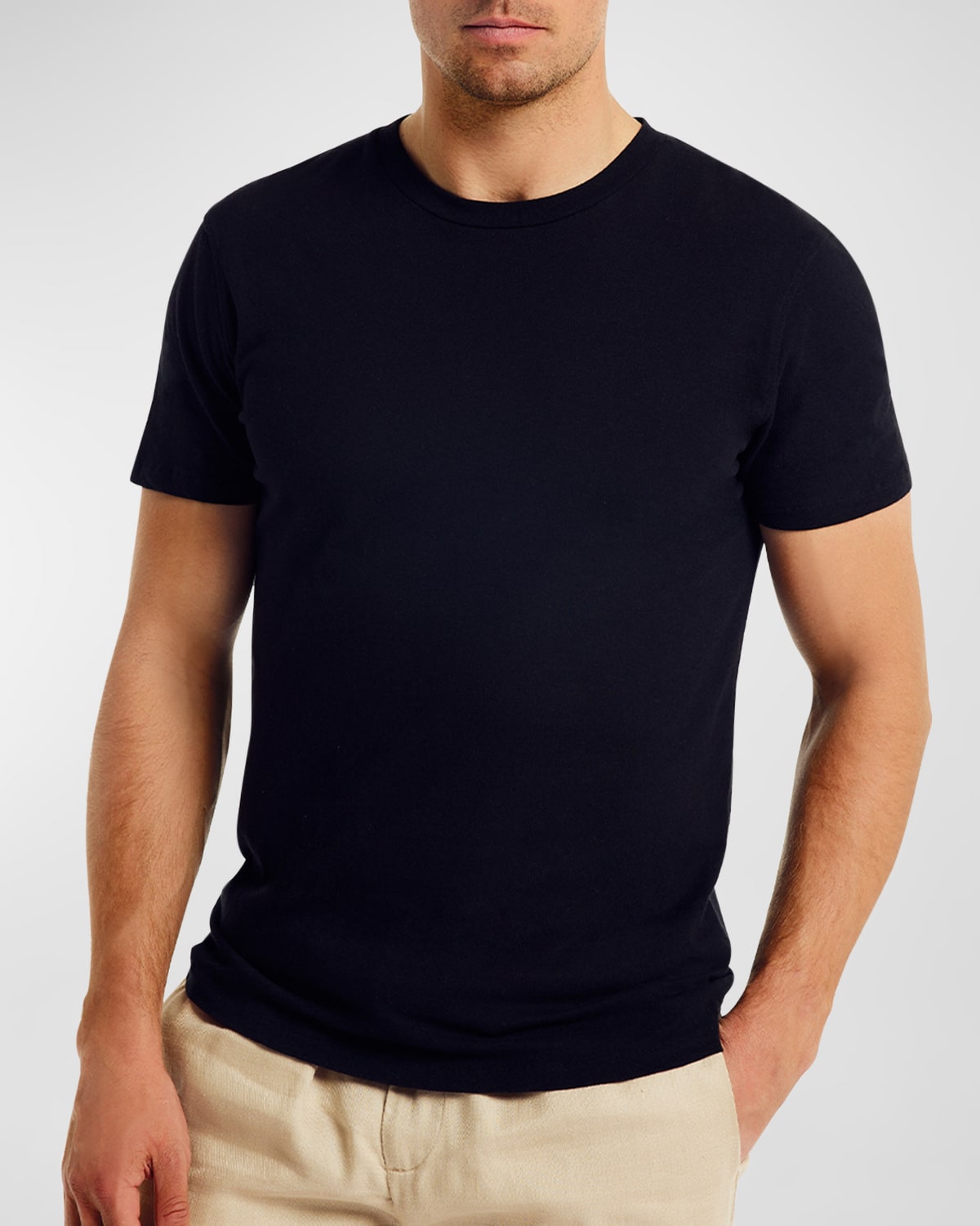 Shop Frescobol Carioca Men's Lucio Cotton-linen Crewneck T-shirt In 02 Black