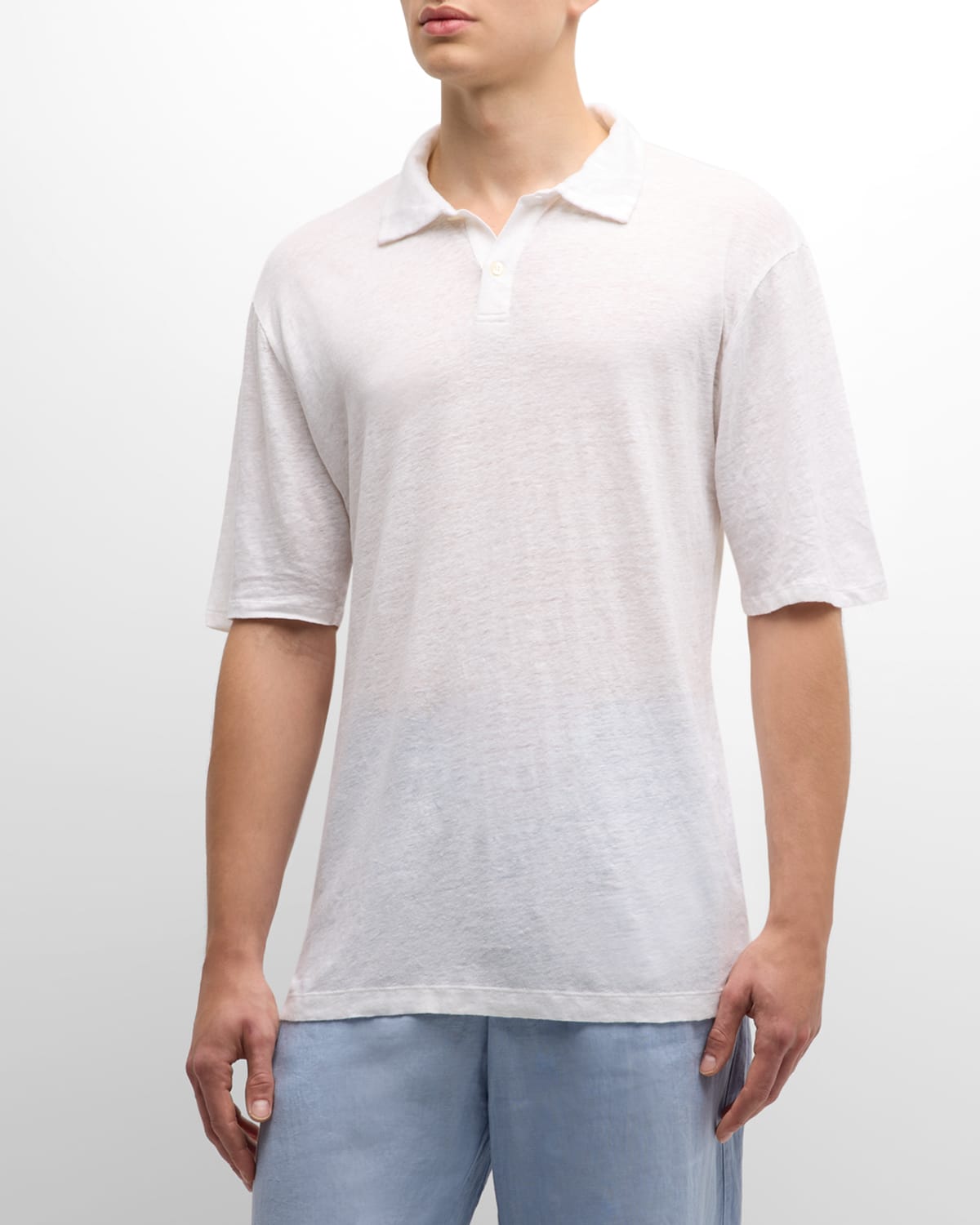 Shop Frescobol Carioca Men's Mello Linen Polo Shirt In 01 White