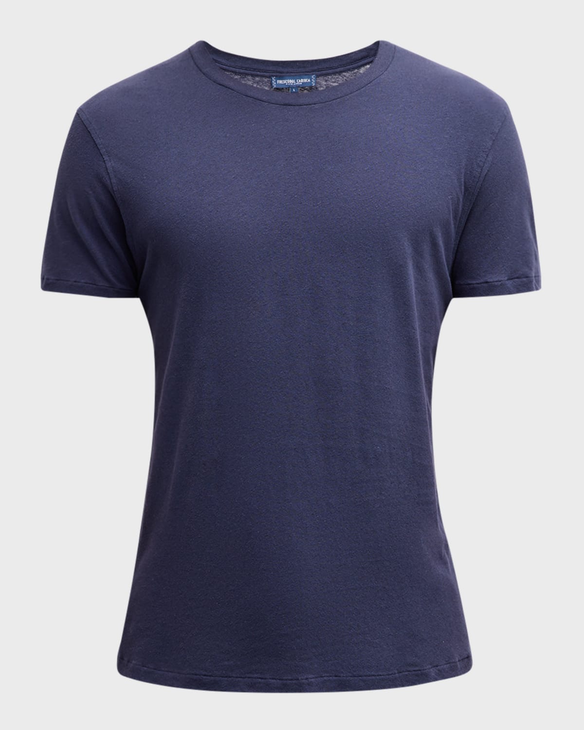 Shop Frescobol Carioca Men's Lucio Cotton-linen Crewneck T-shirt In 18 Midnight Blue