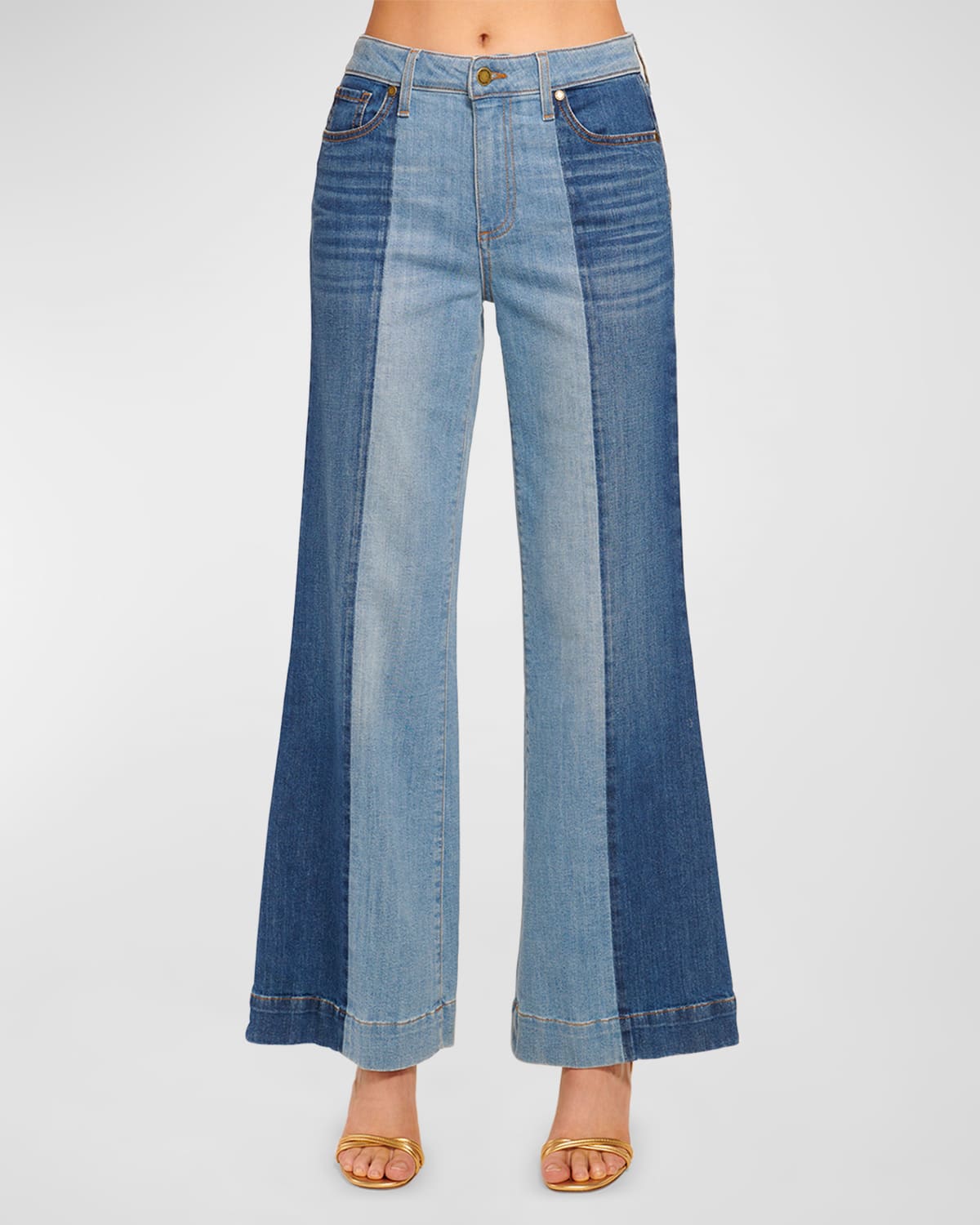 Shop Ramy Brook Vinnie Two-tone Denim Jeans In Tonal Wash
