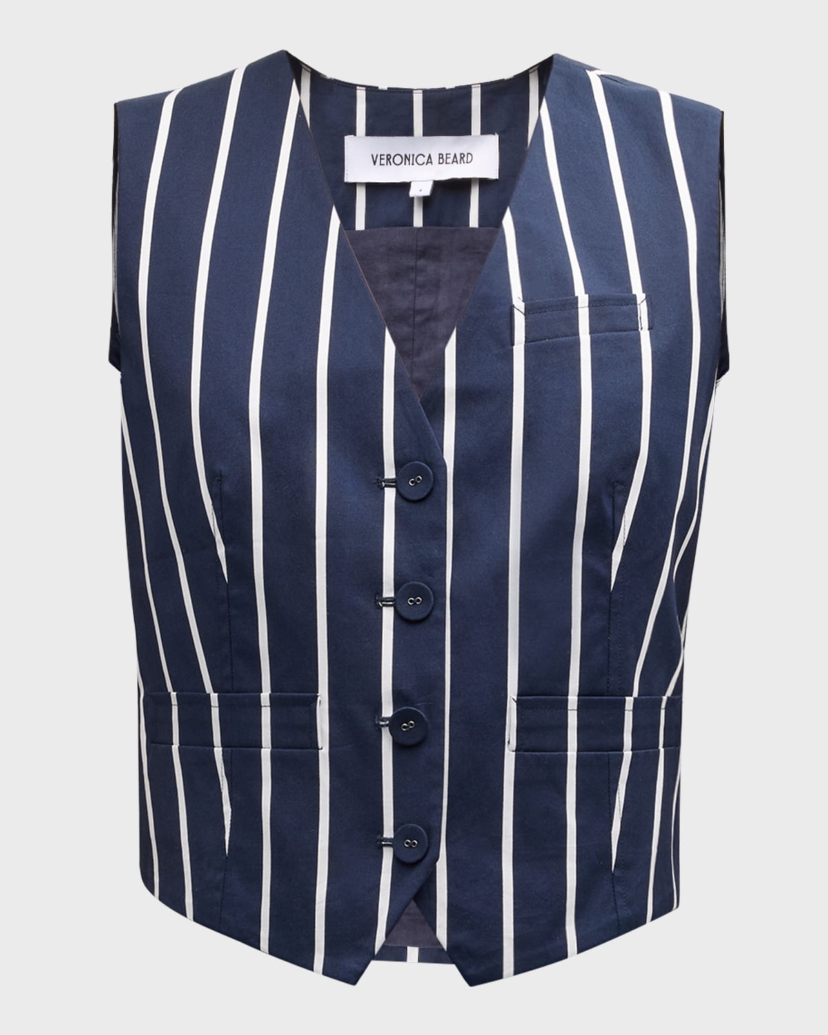 Veronica Beard Bennet Stripe Vest In Navy/white