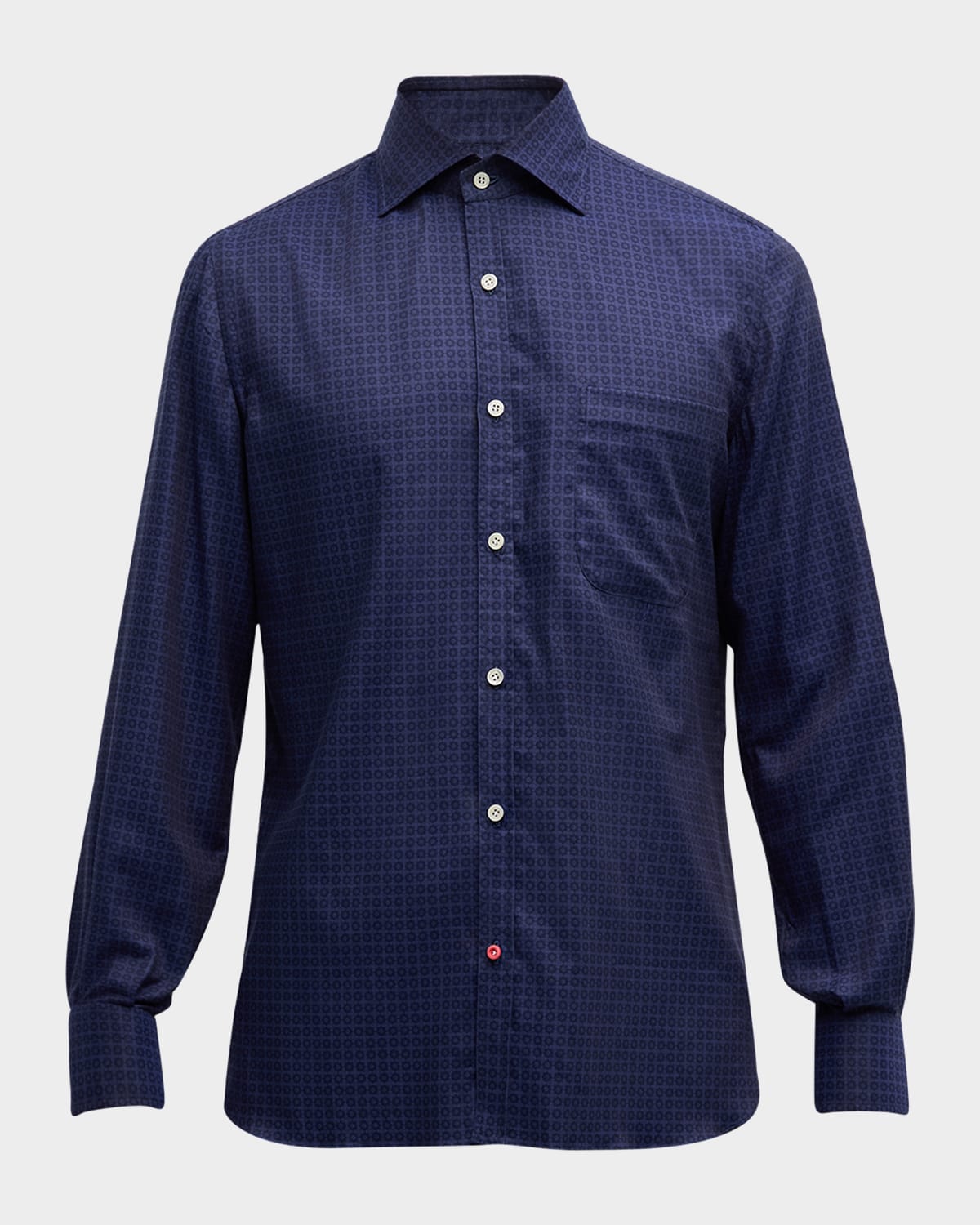 Men's Tonal Geometric Cotton Sport Shirt