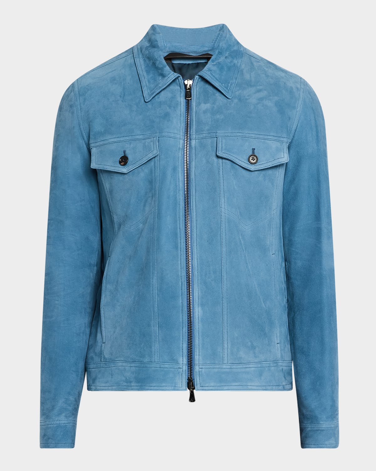 Light Blue Suede Trucker Jacket