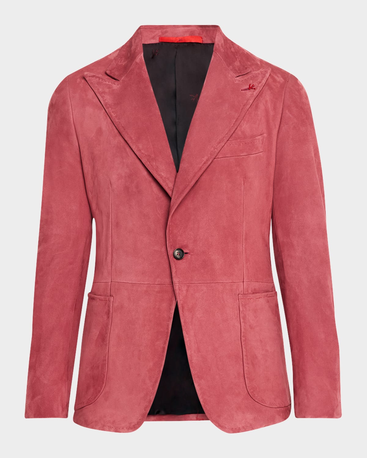 Rose Suede Single-Breasted Blazer