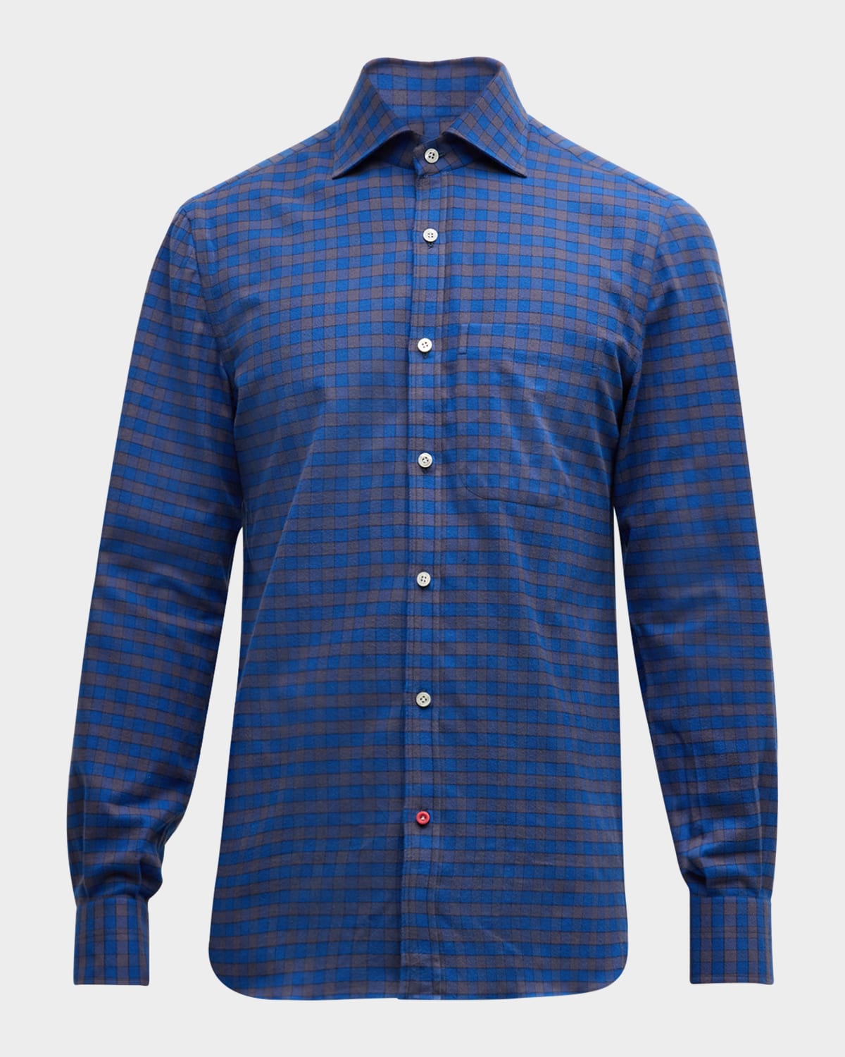 Men's Cotton Gingam Check Casual Button-Down Shirt
