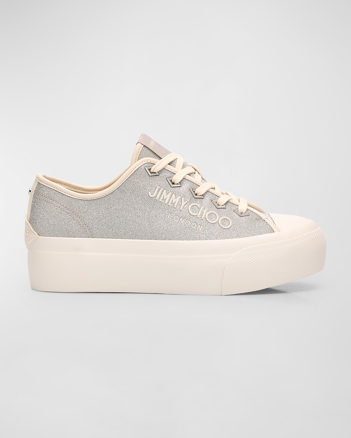 Jimmy Choo Palma Maxi Shimmer Low-top Sneakers In Gray