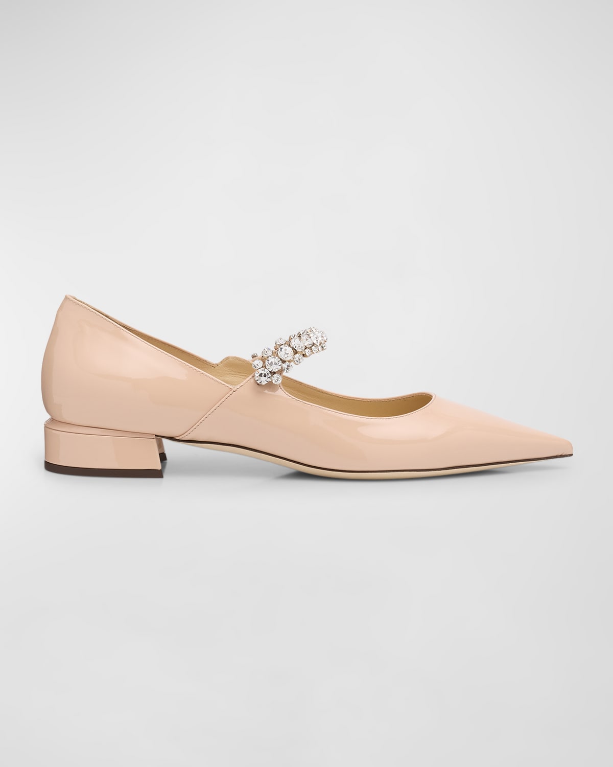 Shop Jimmy Choo Bing Patent Crystal-strap Ballerina Flats In Macaron