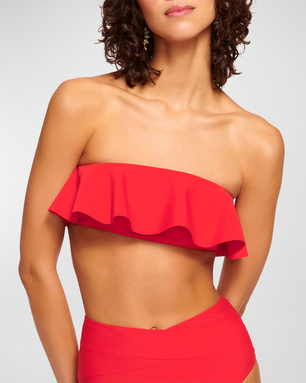 Ramy Brook Cecile Bandeau Bikini Top In Red