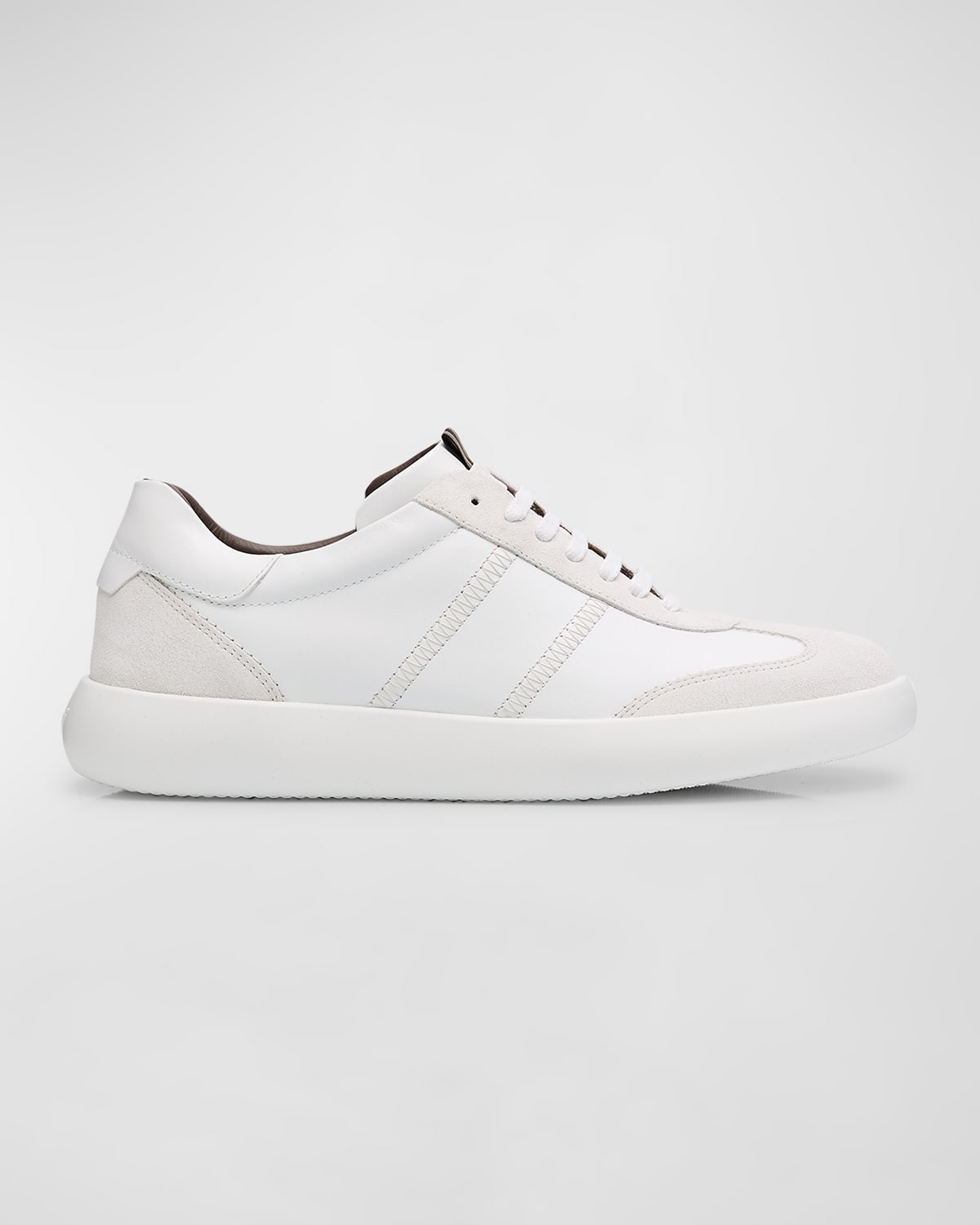 Brioni New Cassette Mixed Leather Sneakers In White