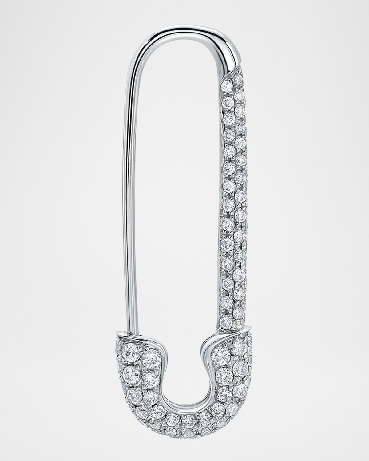 18K White Gold Diamond Safety Pin Earring, Single (Left)